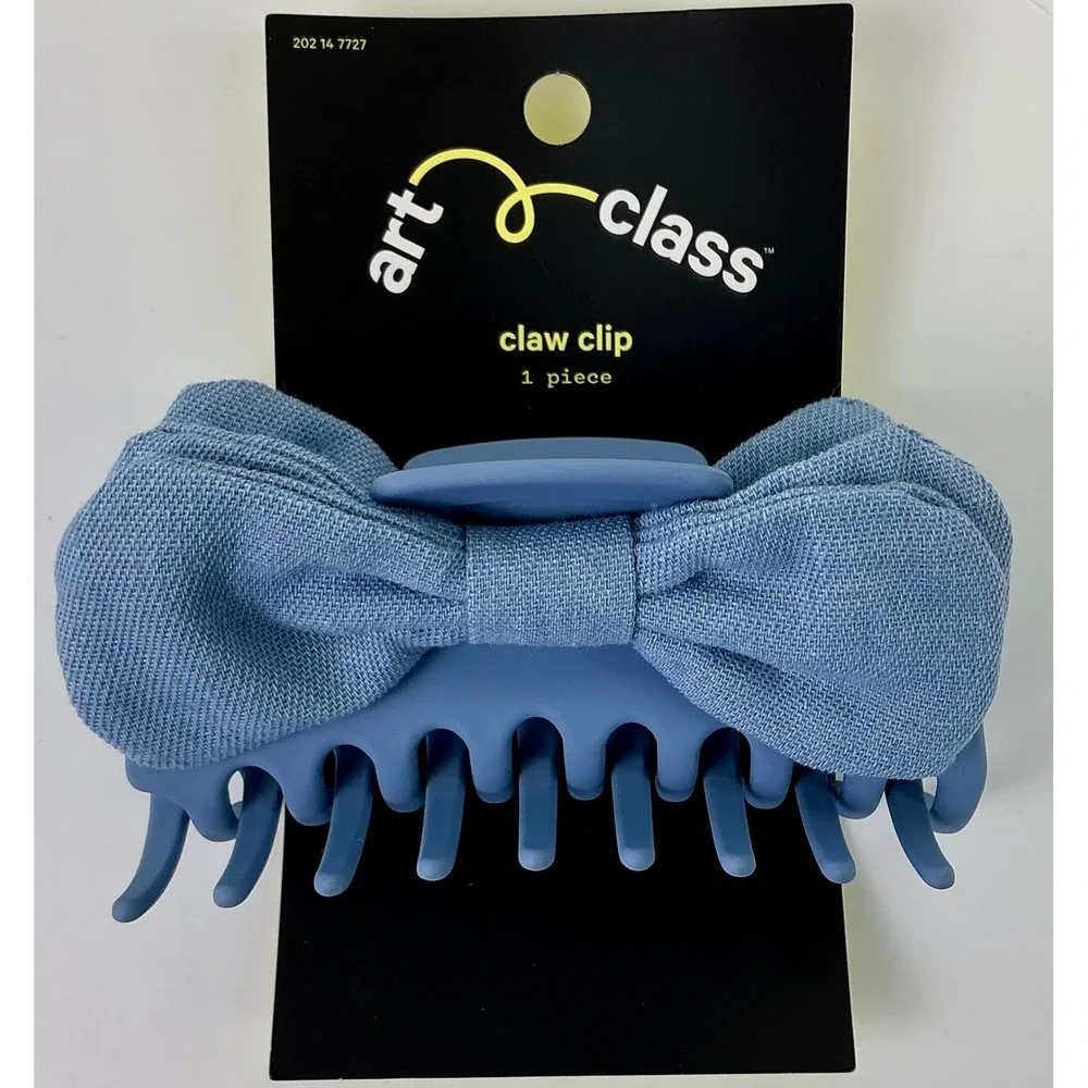 Set of 2 Art Class Blue Hair Claw Clip Bow Accent Cute Women's Fashion Accessory